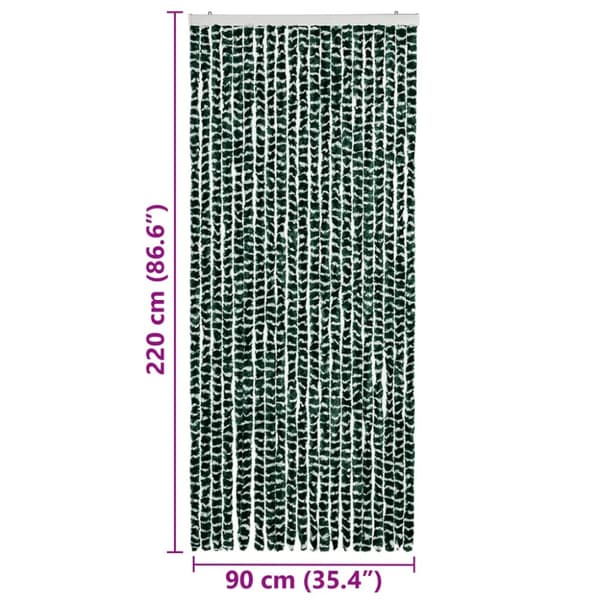 insektgardin 90x220 cm chenille grøn og hvid