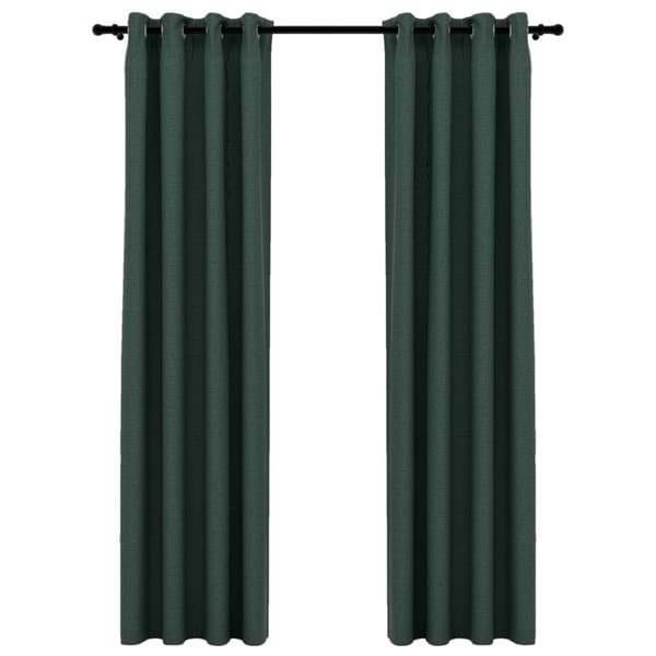 mørklægningsgardiner med øjer 2 stk. hør-look 140x225 cm grøn