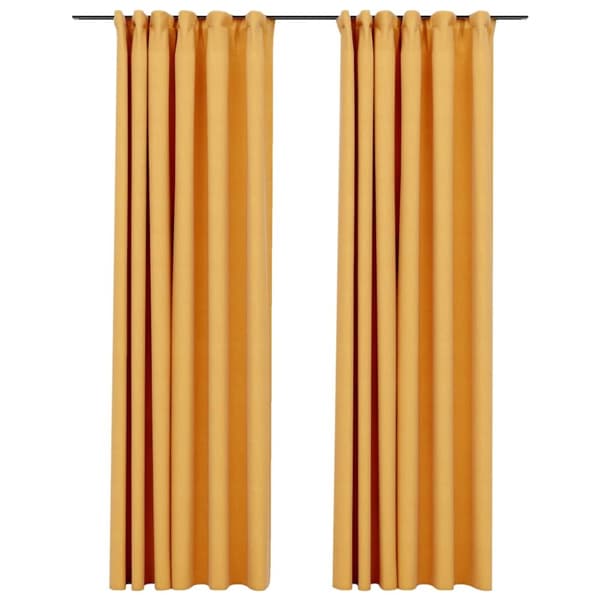 Pellavamaiset pimennysverhot koukuilla 2 kpl kelt. 140x245 cm