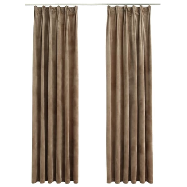 Pimennysverhot koukuilla 2 kpl sametti beige 140x175 cm