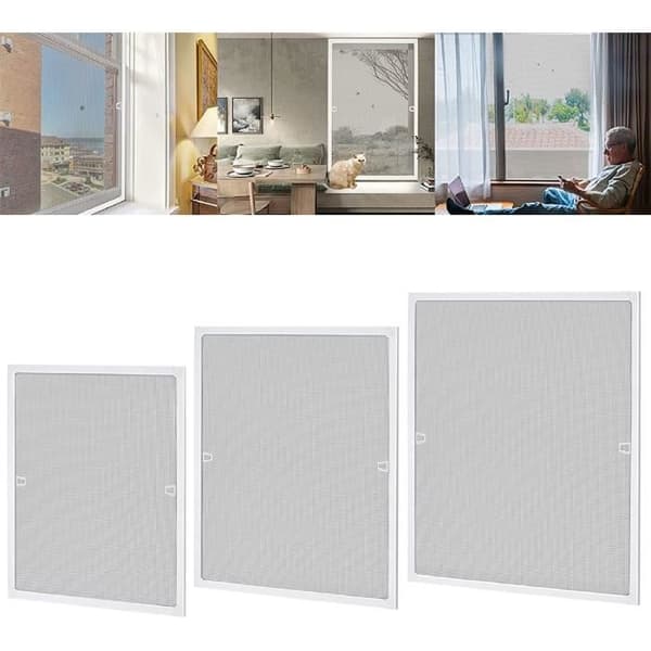 LZQ myggnät för fönster med aluminiumram - Enkel installation - Inga borrningar eller skruvar - Vit - 80 x 100 cm