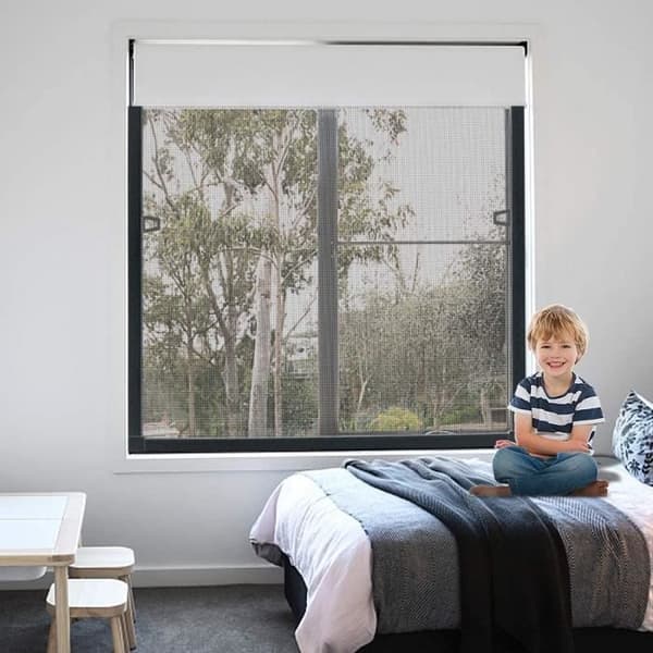 LZQ myggnät för fönster med aluminiumram - Enkel installation - Inga borrningar eller skruvar - Svart - 80 x 100 cm