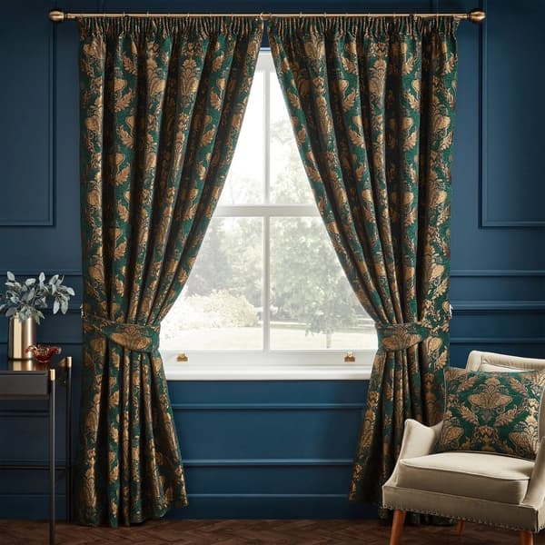 Paoletti Shiraz Traditional Jacquard Pencil Pleat Curtains