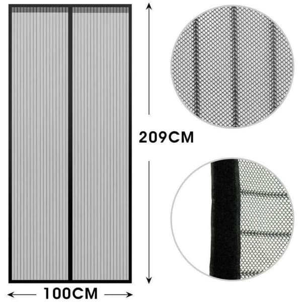 Magnetisk myggnätsgardin 2 Gardiner 50 x 209 cm höga 2 Mesh Strips Transparent Anti-Mygg Vola 813
