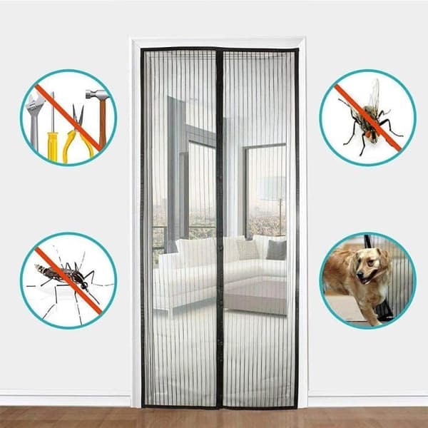 Magnetisk myggnätsgardin 2 Gardiner 50 x 209 cm höga 2 Mesh Strips Transparent Anti-Mygg Vola 813