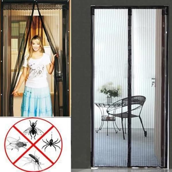 Magnetic Magic Door Net Gardin Insektsflugskärm, 90cm X 210cm - Svart