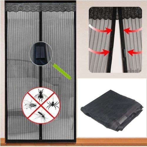 Magnetic Magic Door Net Gardin Insektsflugskärm, 90cm X 210cm - Svart