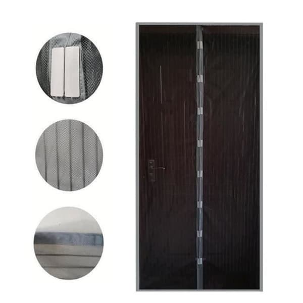 Magnetisk gardindörr myggnät - H210 cm x L100 cm - Svart polyester MKK52