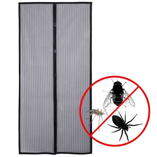 Dörrgardin Myggnät magnetisk stängning monterad kardborre 100x210cm svart