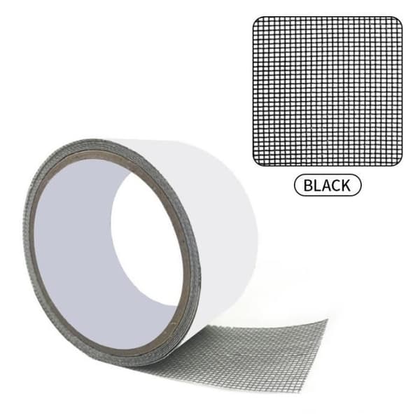 Reparationstejp för myggnät för fönsterskärm, självhäftande, täckande trådnät, tätning - 50 mm x 3 m svart