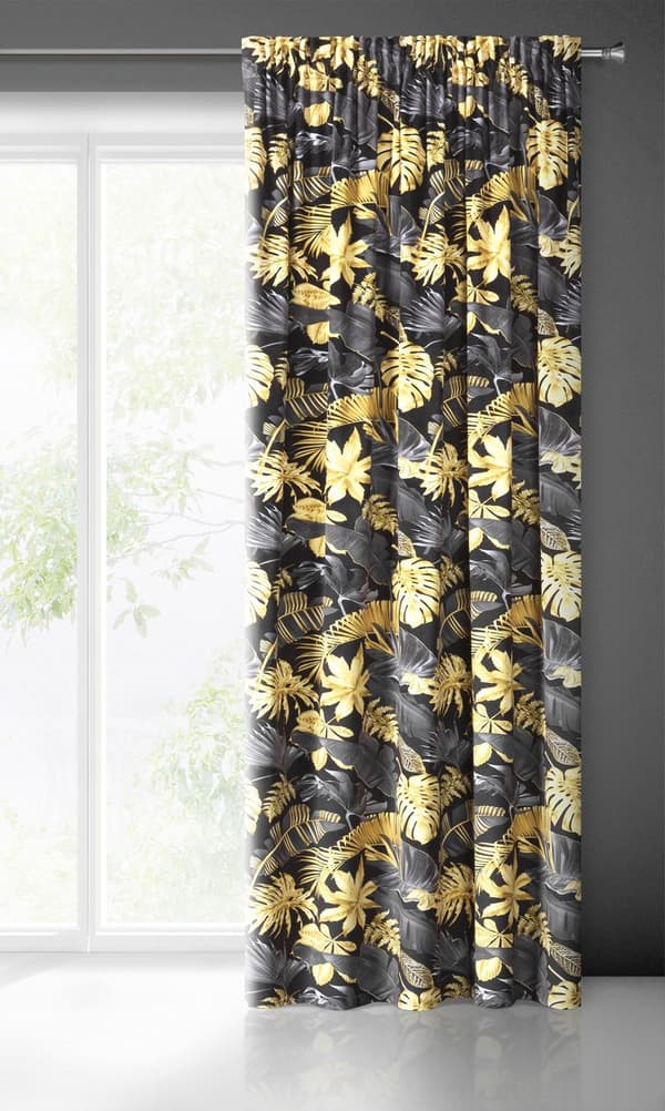 FÄRDIG BLER-GARDIN PÅ TEJP 140 X 270 CM SVART