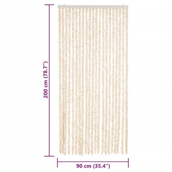 vidaXL flueforhæng 90x200 cm chenille beige og hvid