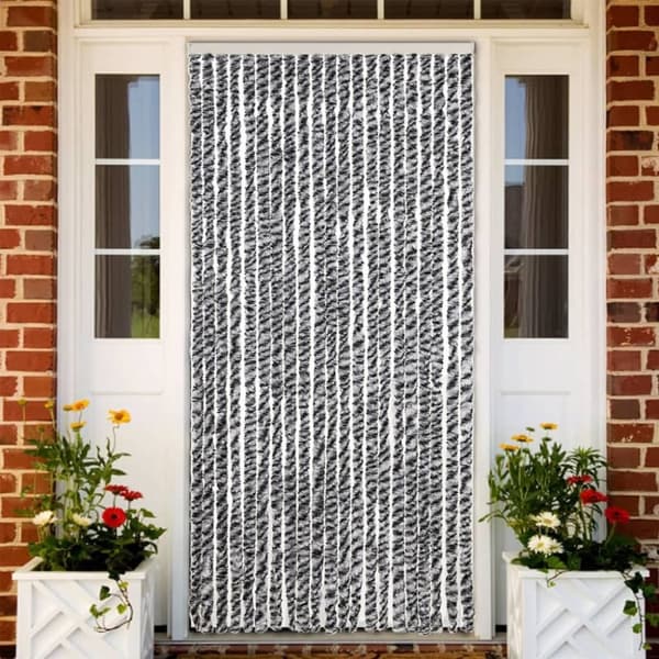 vidaXL Insektsgardin grå och svart och vit 90x220 cm chenille