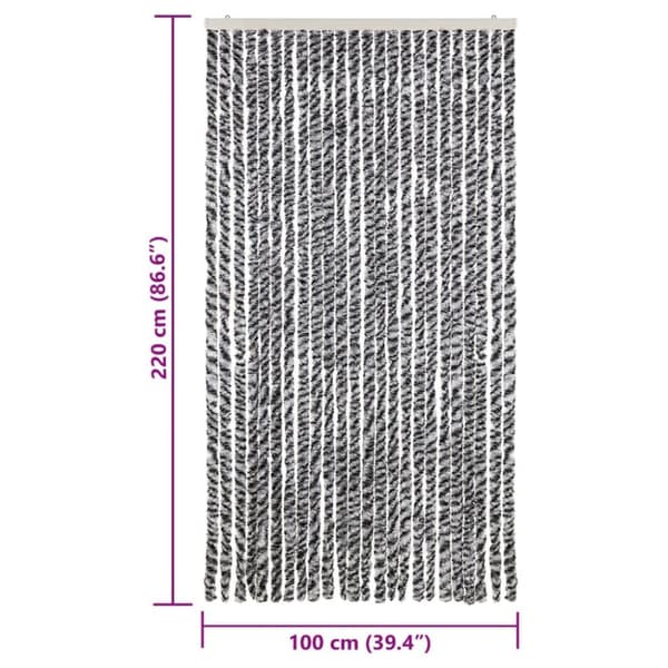 vidaXL Insektsgardin grå och svart och vit 100x220 cm chenille