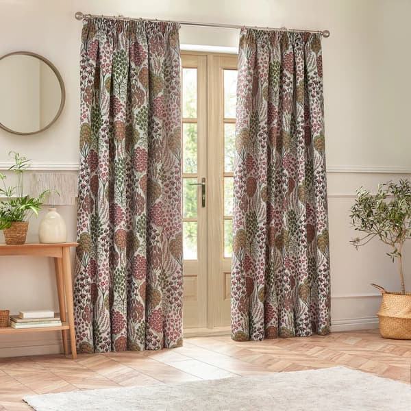 Wylder Ophelia gardiner med veckveck i jacquard med blommor