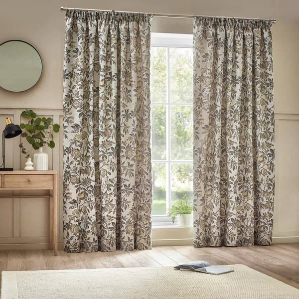 Wylder Jacquard Pomegranate Floral Pencil Pleat Curtains