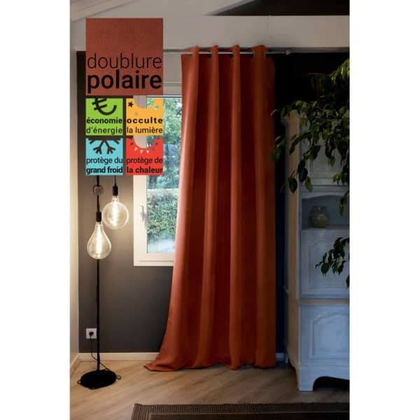 Mörkläggning och termisk fleece-fodrad gardin "Inuit" - Inuit Terracotta - Mörkläggningspanel + Fleece 140 x 280 cm