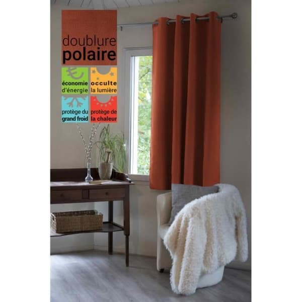 Mörkläggning och termisk fleece-fodrad gardin "Inuit" - Inuit Terracotta - Mörkläggningspanel + Fleece 140 x 180 cm