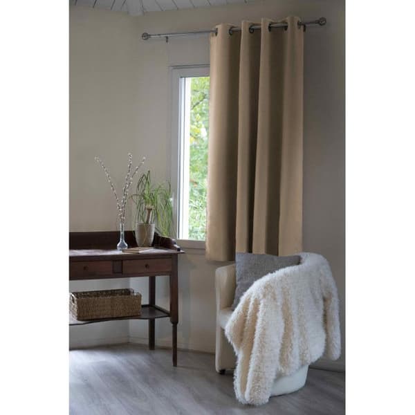 Mörkläggnings- och termogardin fodrad med fleece Inuit Lin - L'EFFET PAPILLON - 140 x 180 cm - Brun