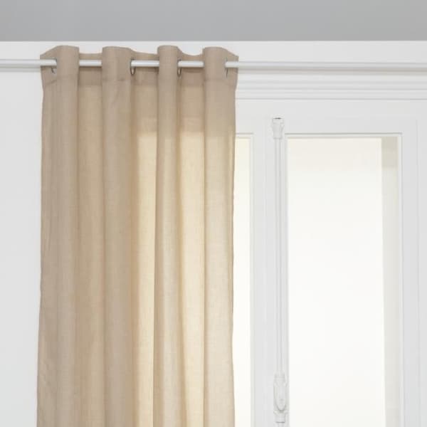 Enfärgad gardin Paxta - ATMOSPHERA - 135 x 240 cm - Öljetter - Polyester