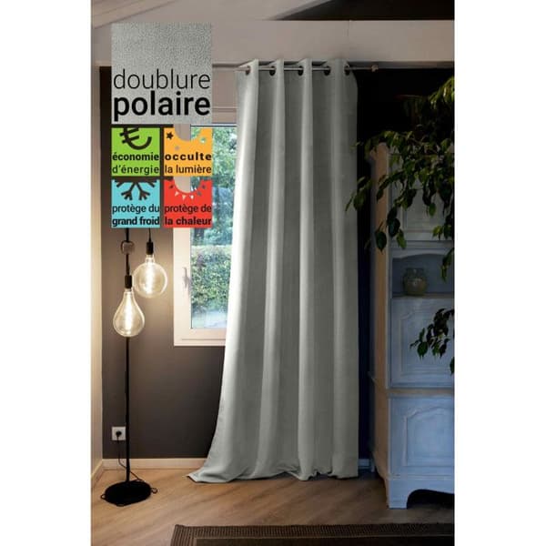 Isolerande och termisk gardin i fleece "Inuit" - Ljusgrå - 140 x 280 cm