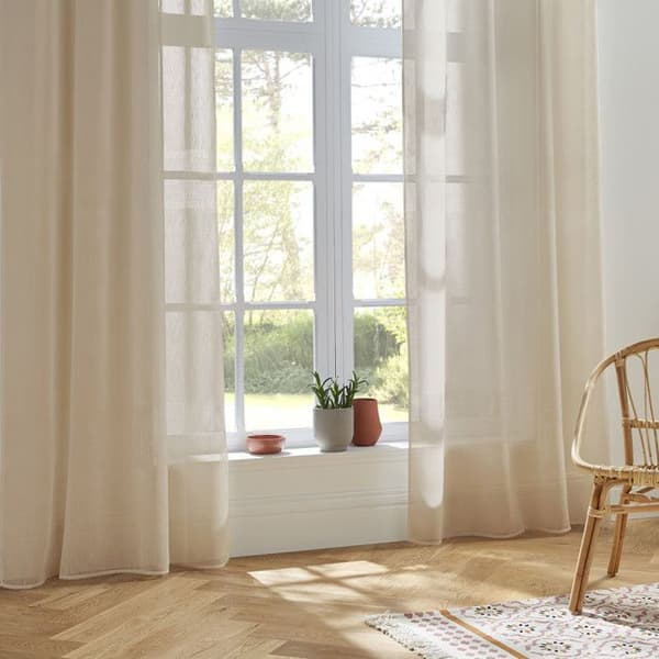 Atmosphera sandblästrad vävd nätgardin - Linne - 140 x 240 cm