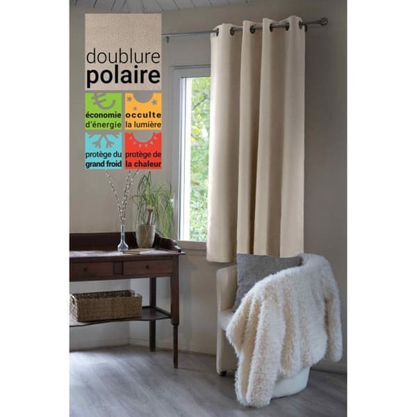 Täckande och termiskt foder med polar - L'EFFET PAPILLON - Inuit Pampa - Beige - Öglor - Enfärgad