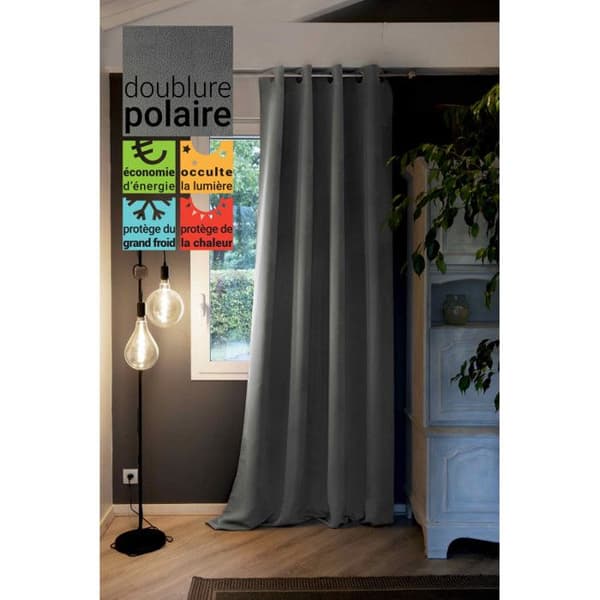 Mörkläggning och termisk fleece-fodrad gardin "Inuit" - Inuit Antracit - Mörkläggningspanel + Fleece 140 x 260 cm