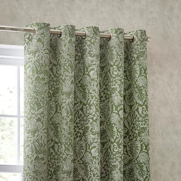 Wylder Bali Jacquard Botanical Eyelet Curtains