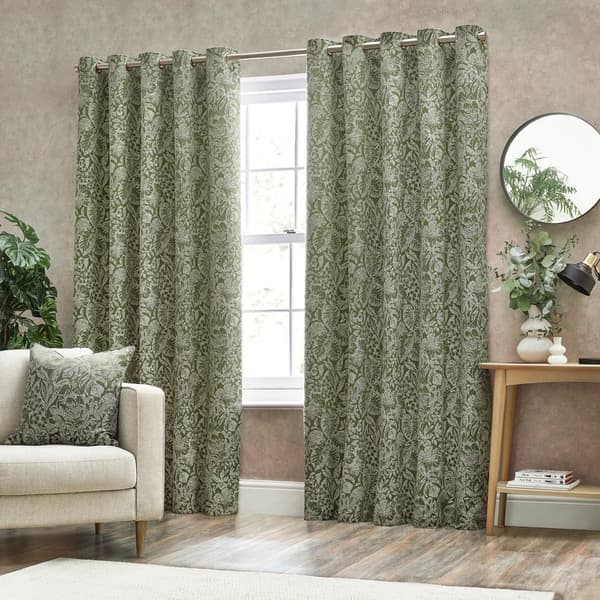 Wylder Bali Jacquard Botanical Eyelet Curtains