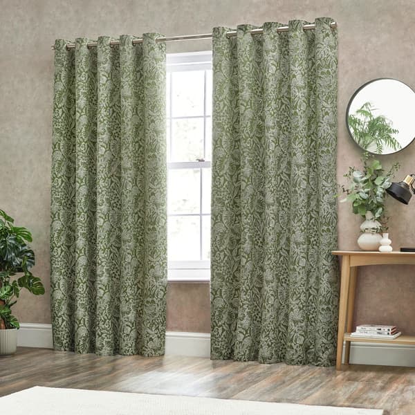 Wylder Bali Jacquard Botanical Eyelet Curtains