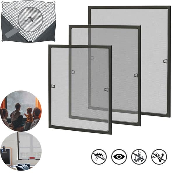 XMTECH 120x140cm myggnät för fönster - myggnät för ramfönster myggnätsnät - antracit, 4 delar