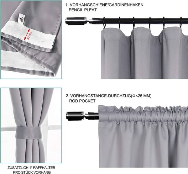 Rootz Premium -pimennysverhot - Yksityisyysverhot - Lämpöeristetyt paneelit - Valonesto, Energiansäästö, Melua vaimentava - 100 % polyesteri - 135cm x