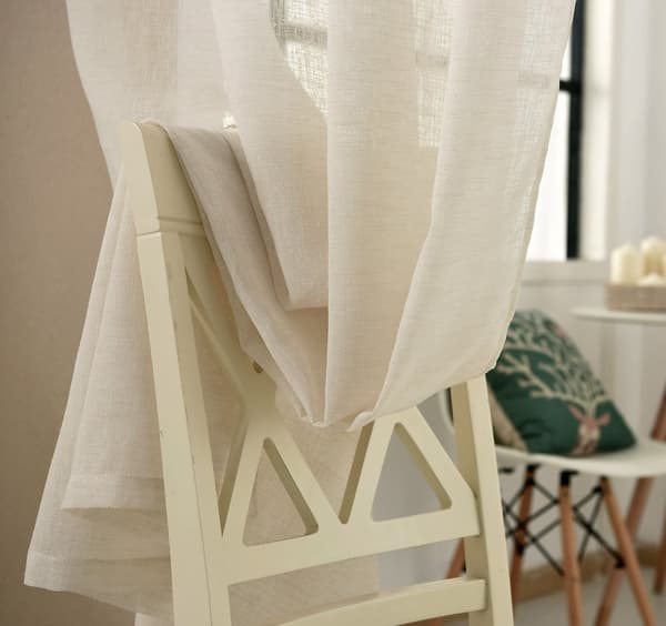 Rootz Sæt med 2 gennemsigtige gardiner - Gennemsigtige voile-gardiner - Flødegardiner i linned-look - Materiale af høj kvalitet, perfekt lysfiltrering