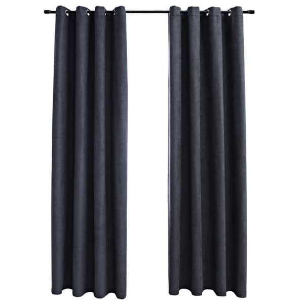 vidaXL Mörkläggningsgardiner med metallringar 2 st antracit 140x245 cm -  Gardiner & draperier
