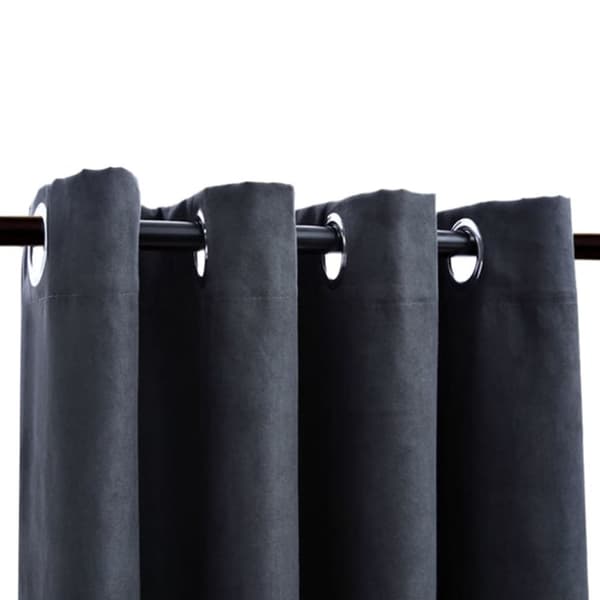 vidaXL Mörkläggningsgardiner med metallringar 2 st antracit 140x245 cm -  Gardiner & draperier