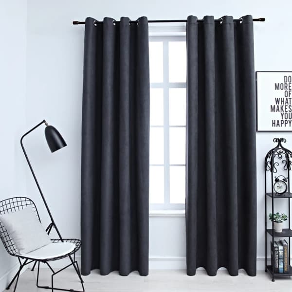 vidaXL Mörkläggningsgardiner med metallringar 2 st antracit 140x245 cm -  Gardiner & draperier