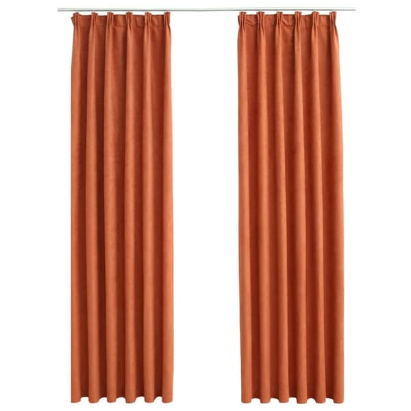 vidaXL mørklægningsgardiner 2 stk. med kroge 140 x 245 cm rustrød -  Gardiner