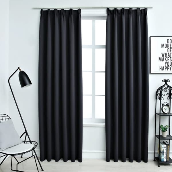 vidaXL mørklægningsgardiner med kroge 2 stk. 140 x 175 cm sort -  Gardiner