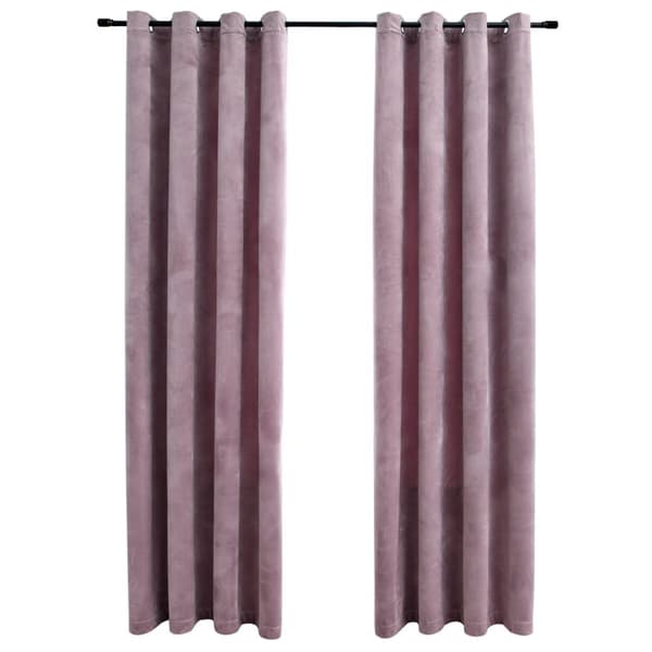 vidaXL Mörkläggningsgardiner med ringar 2 st rosa sammet 140x225 cm -  Gardiner & draperier