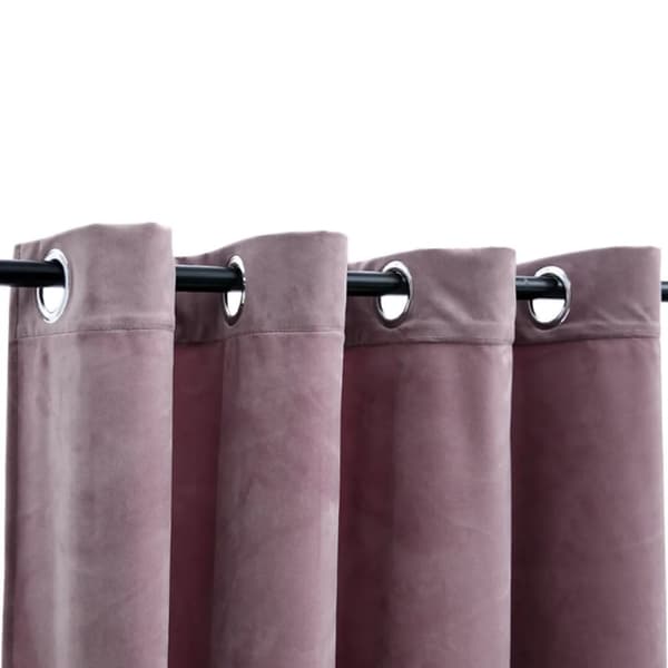 vidaXL Mörkläggningsgardiner med ringar 2 st rosa sammet 140x225 cm -  Gardiner & draperier