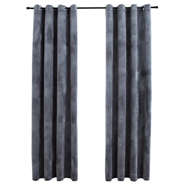 vidaXL mørklægningsgardiner 2 stk. ringe 140 x 245 cm fløjl antracit -  Gardiner