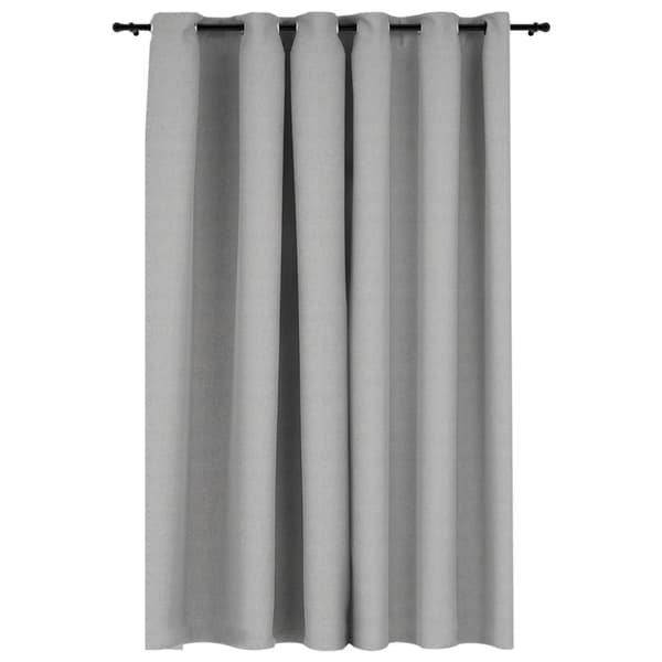 vidaXL mørklægningsgardin med øjer 290x245 cm hør-look grå -  Gardiner