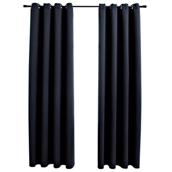 vidaXL Mörkläggningsgardiner med metallringar 2 st svart 140x225 cm -  Gardiner & draperier
