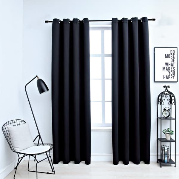 vidaXL mørklægningsgardiner 2 stk. med metalringe 140 x 225 cm sort -  Gardiner