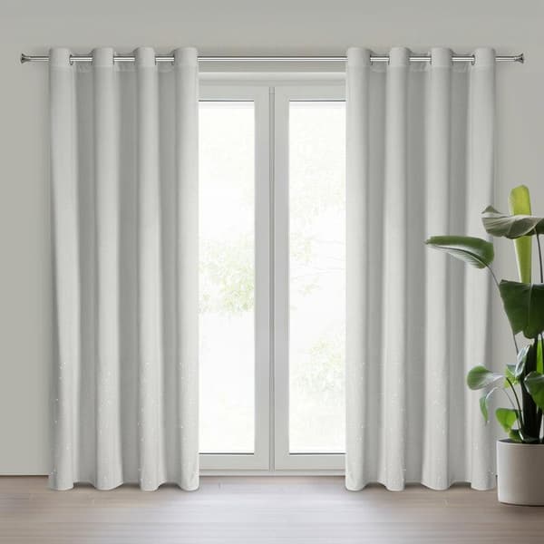 Färdiggjord gardin Ariadna 140x250 vit sammet dekorerad med diamanter på öljetter Eurofirany