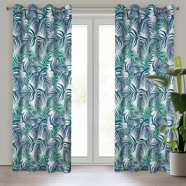 Gardin 140x250 Palmer blade, turkisgrøn, klar med øjer