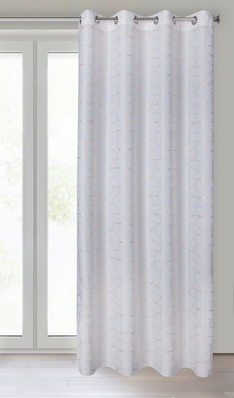 Gardin 140x250 Evi hvidguld med et skinnende geometrisk print klar på Eurofirany øjer