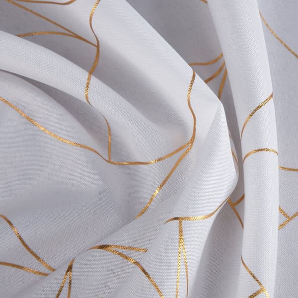 Gardin 140x250 Evi hvidguld med et skinnende geometrisk print klar på Eurofirany øjer