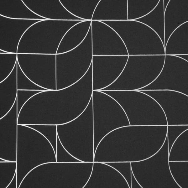 Gardin 140x250 Evi sort og sølv med et skinnende geometrisk print, klar med Eurofirany-øjer